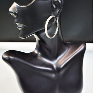 Silver Tone Hoop Earrings 1.25 in Diameter